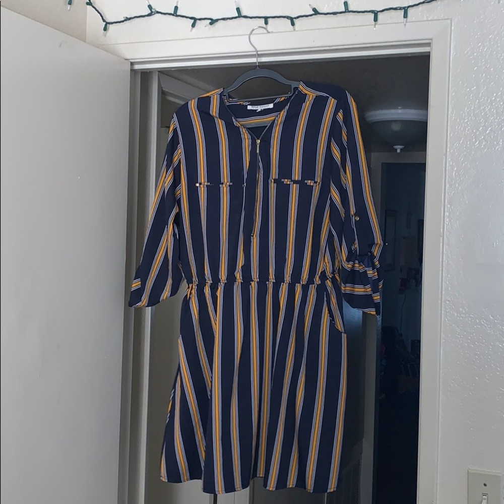 blue and yellow dress